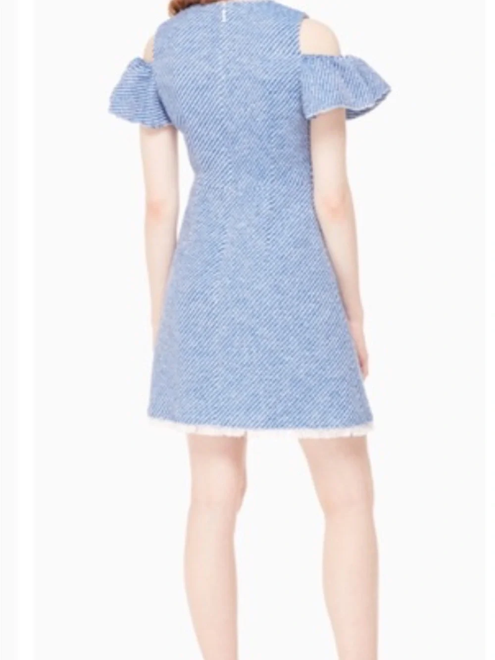 Kate Spade Blue Tweed Cold-Shoulder A-Line Dress Size 0